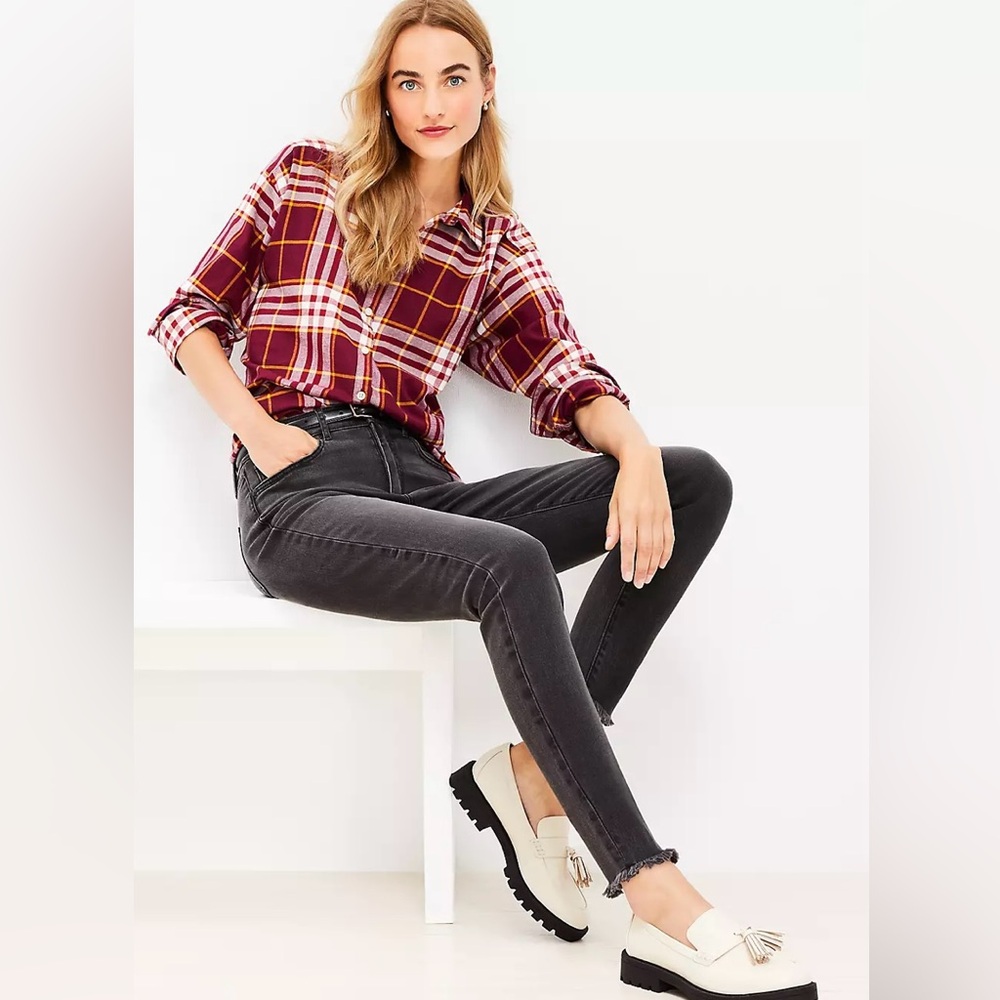 Ann Taylor Loft Skinny Frayed Jeans